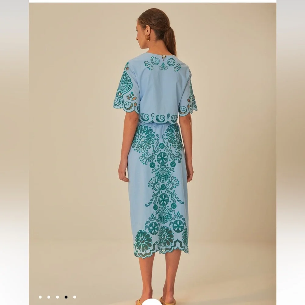 FARM Rio Blue and Green Embroidered Matching Set - Picture 4 of 12